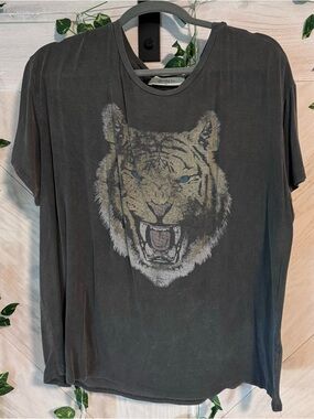 Washed Charcoal Tiger Graphic Short Sleeve Tee